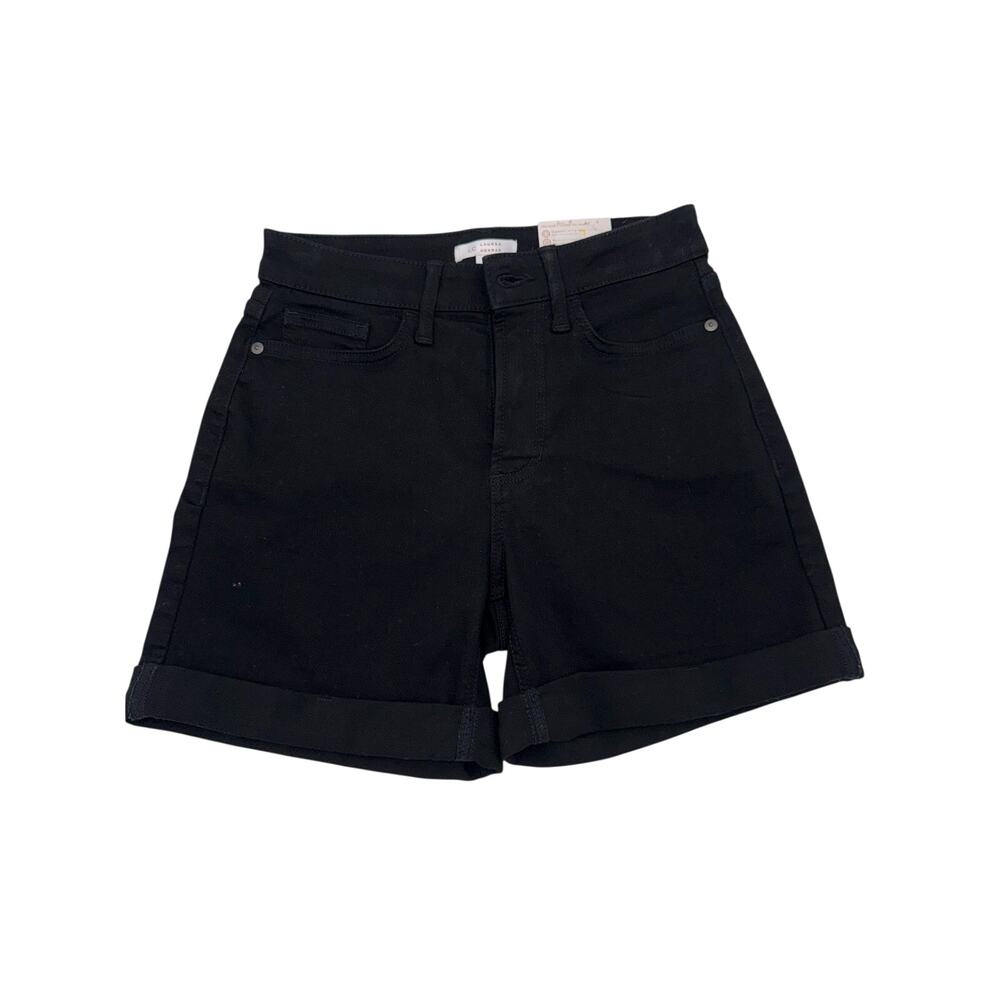 LC Lauren Conrad High Rise Black Cuffed Denim Shorts Size 2 NWT Stretch